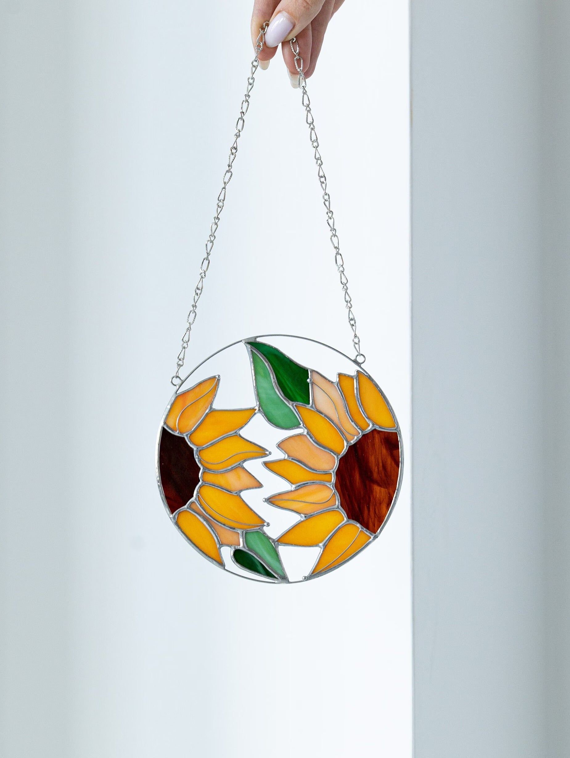 Stained Glass Sunflower Suncatcher: Window Hanging Art