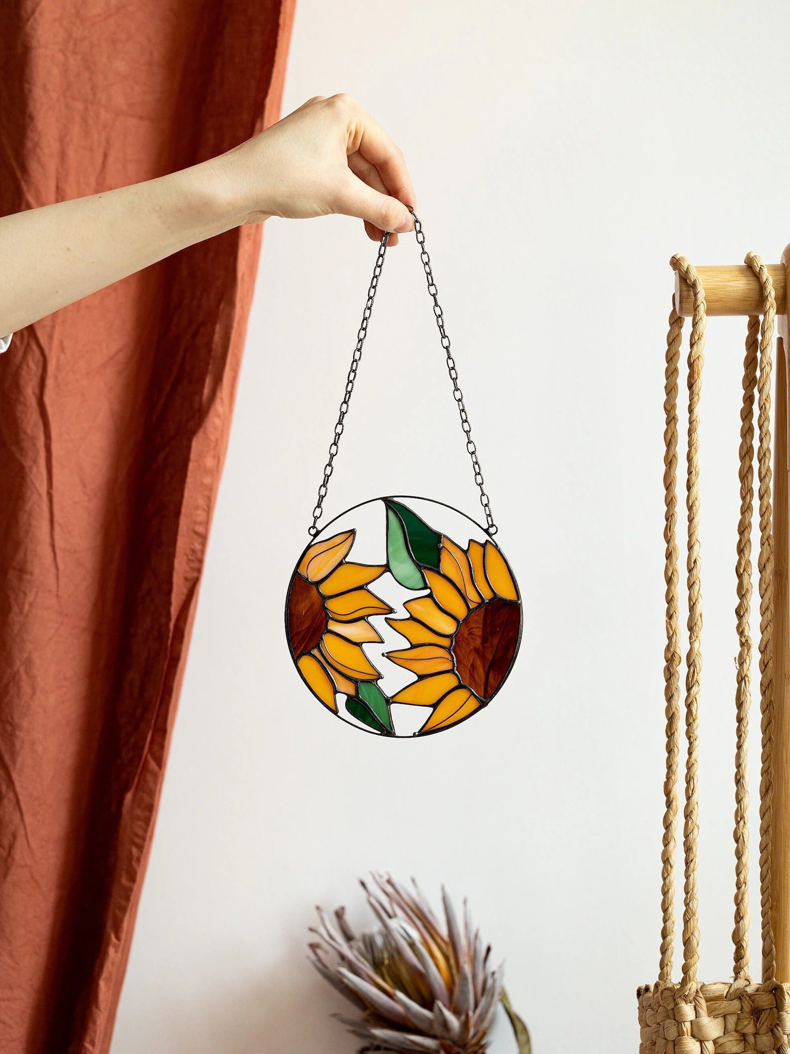 Stained Glass Sunflower Suncatcher: Window Hanging Art
