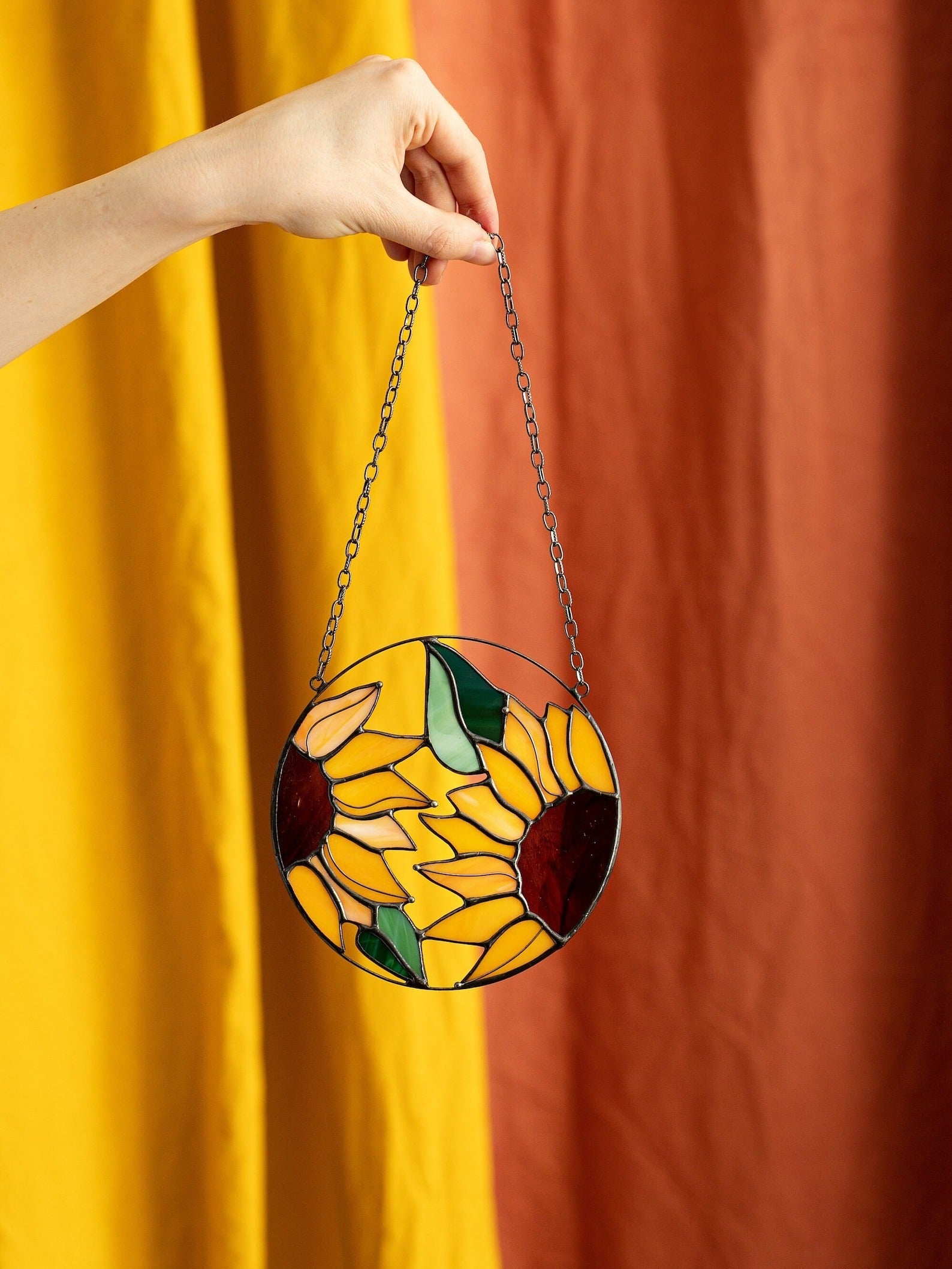Stained Glass Sunflower Suncatcher: Window Hanging Art