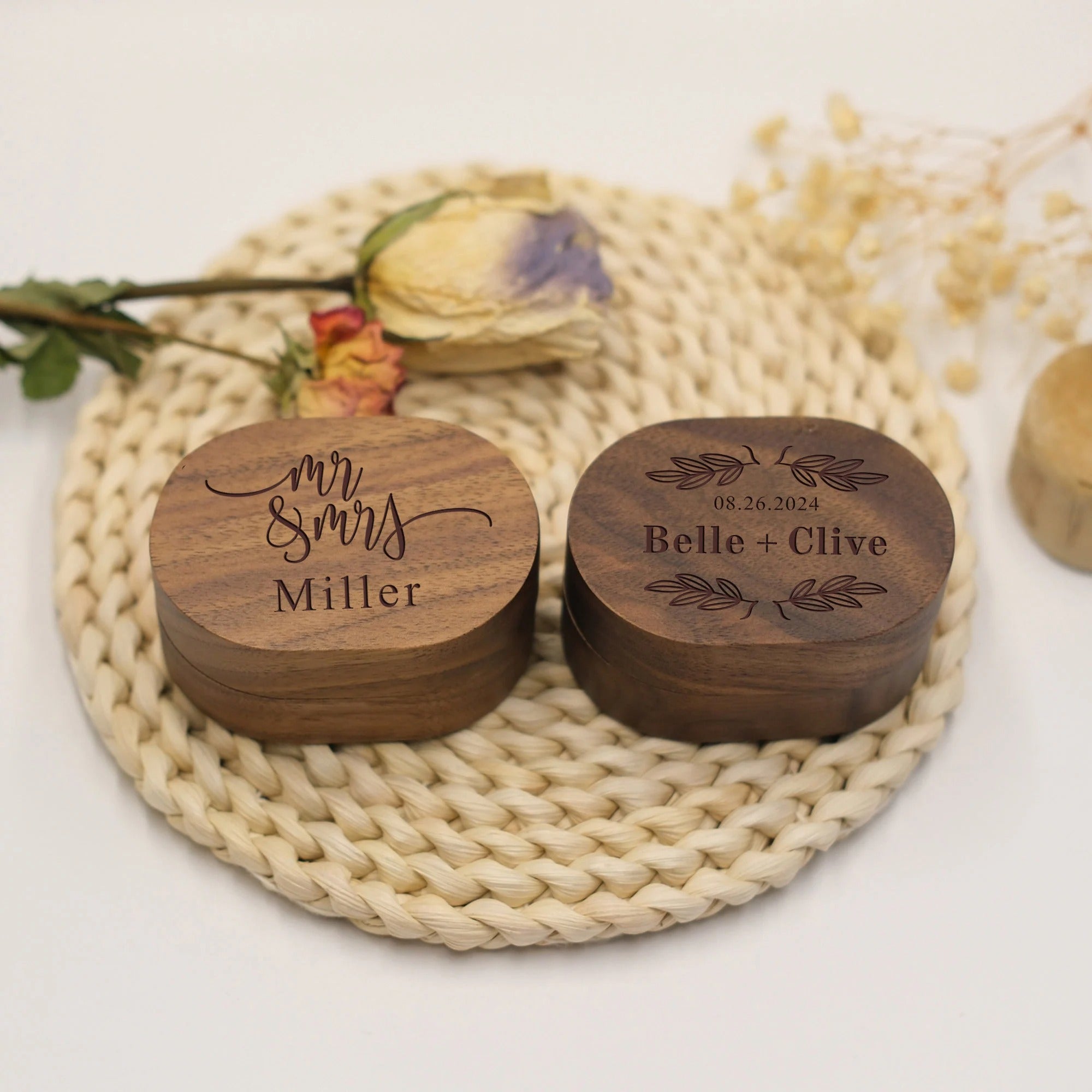 Personalized Wooden Engagement Ring Box, Wedding Anniversary Gift, Personalized Ring Box For Wedding Ceremony, Ring Bearer, Mr & Mrs Gifts