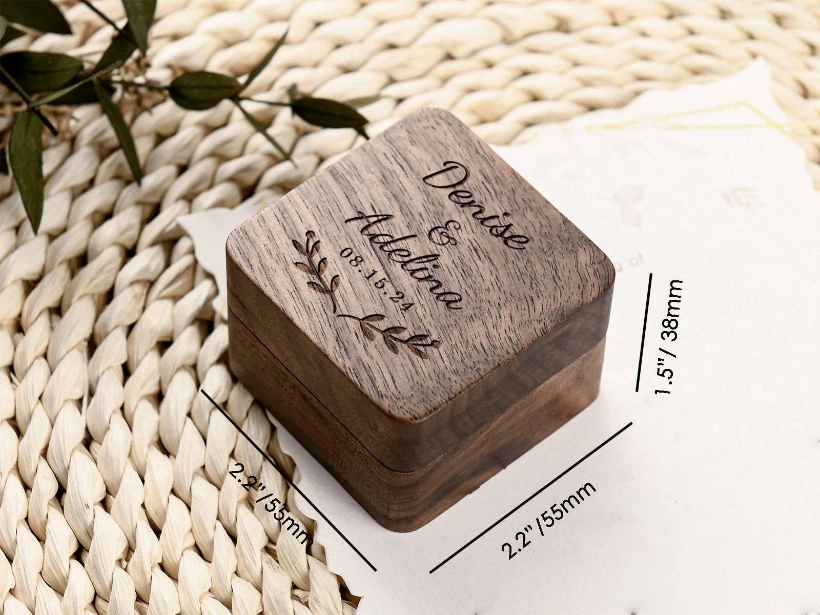 Personalized Engagement Ring Box, Wood Ring Box For Wedding Ceremony, Engraved Wooden Ring Box, Anniversary Gift, Proposal Ring Bearer Box