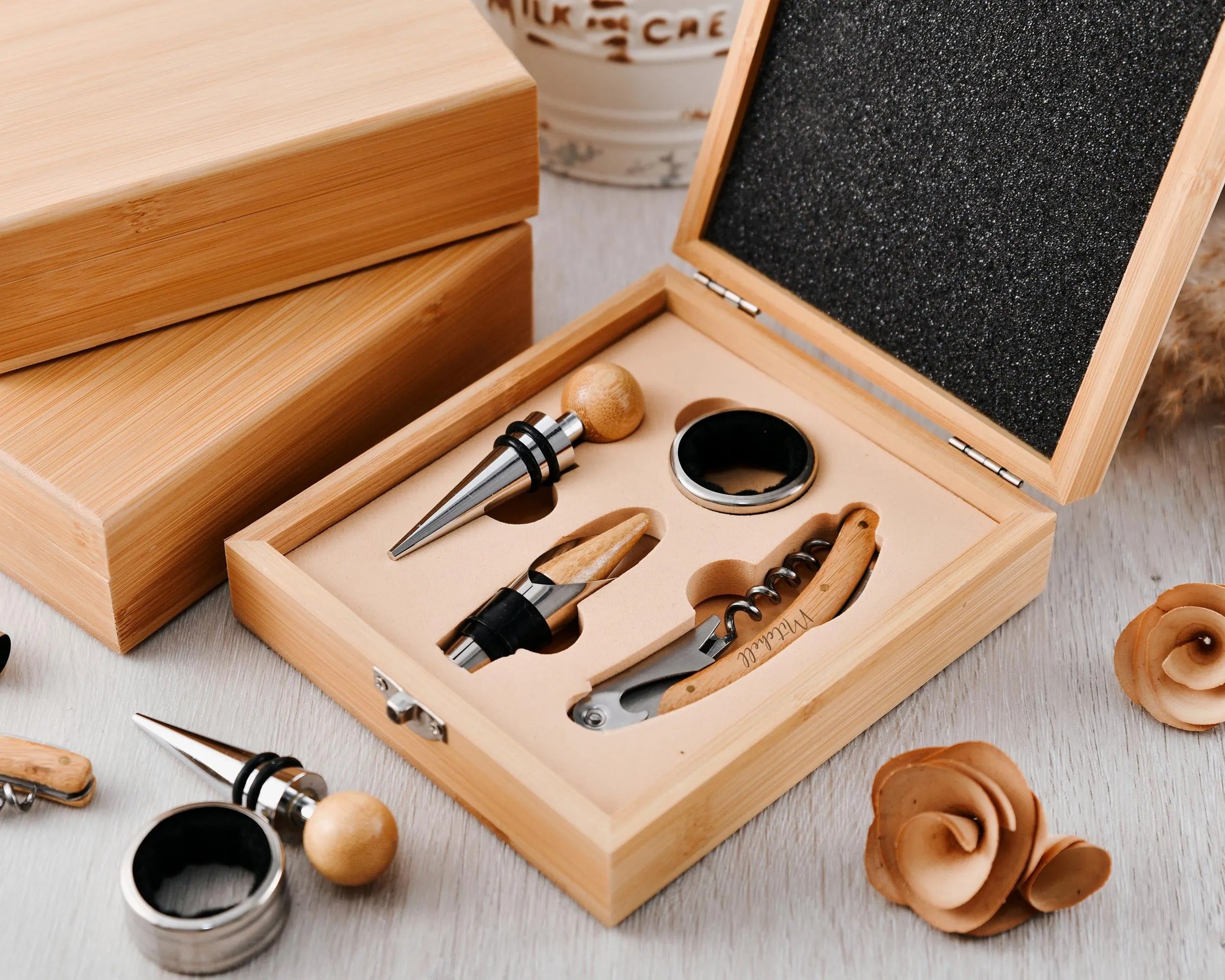 Personalized wine tool set groomsmen gifts, wedding party gifts, christmas gifts wine opener corkscrew, customized premium best men gift set