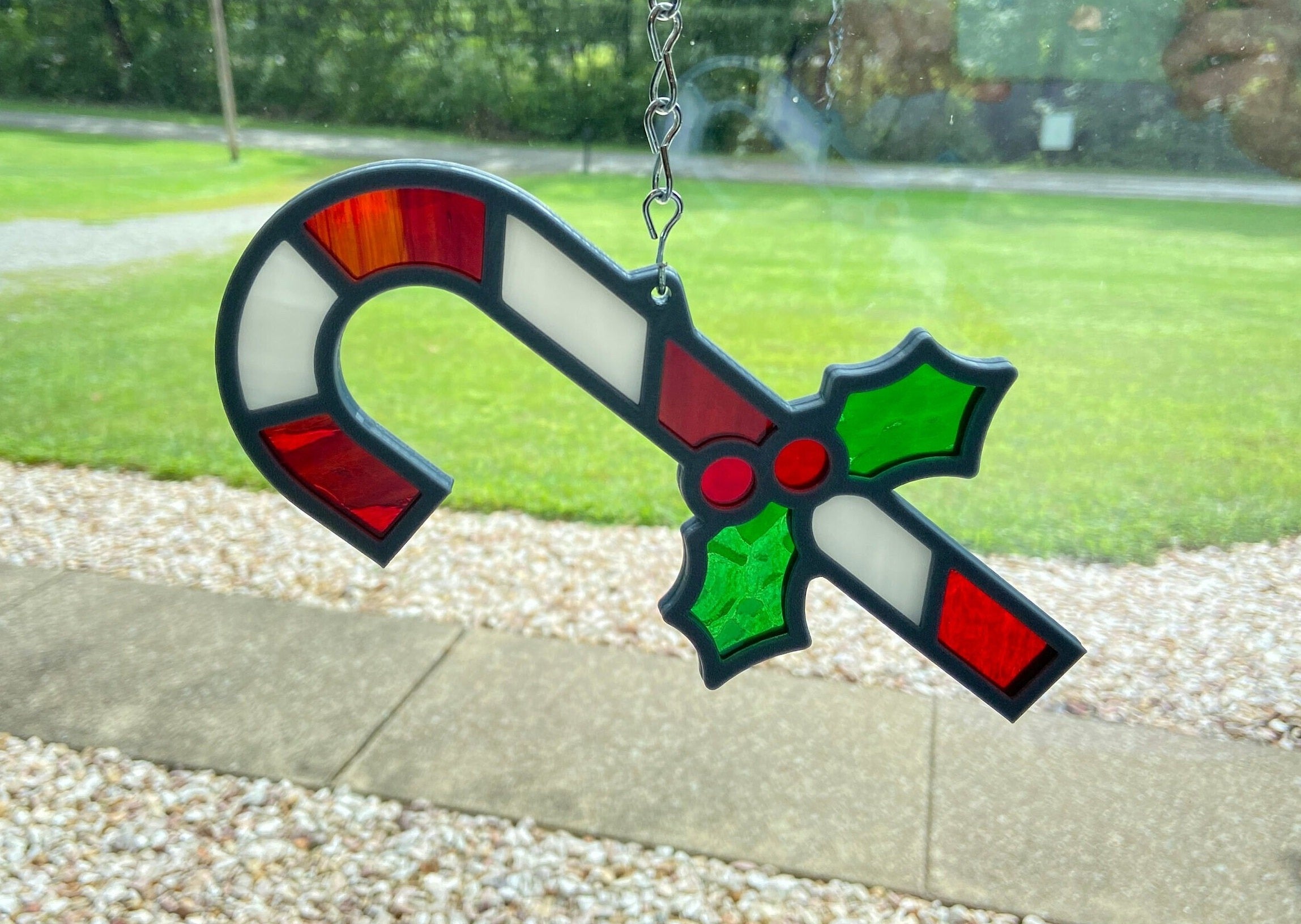 Candy Cane Stained Glass Pattern PDF | Suncatcher Panel Template