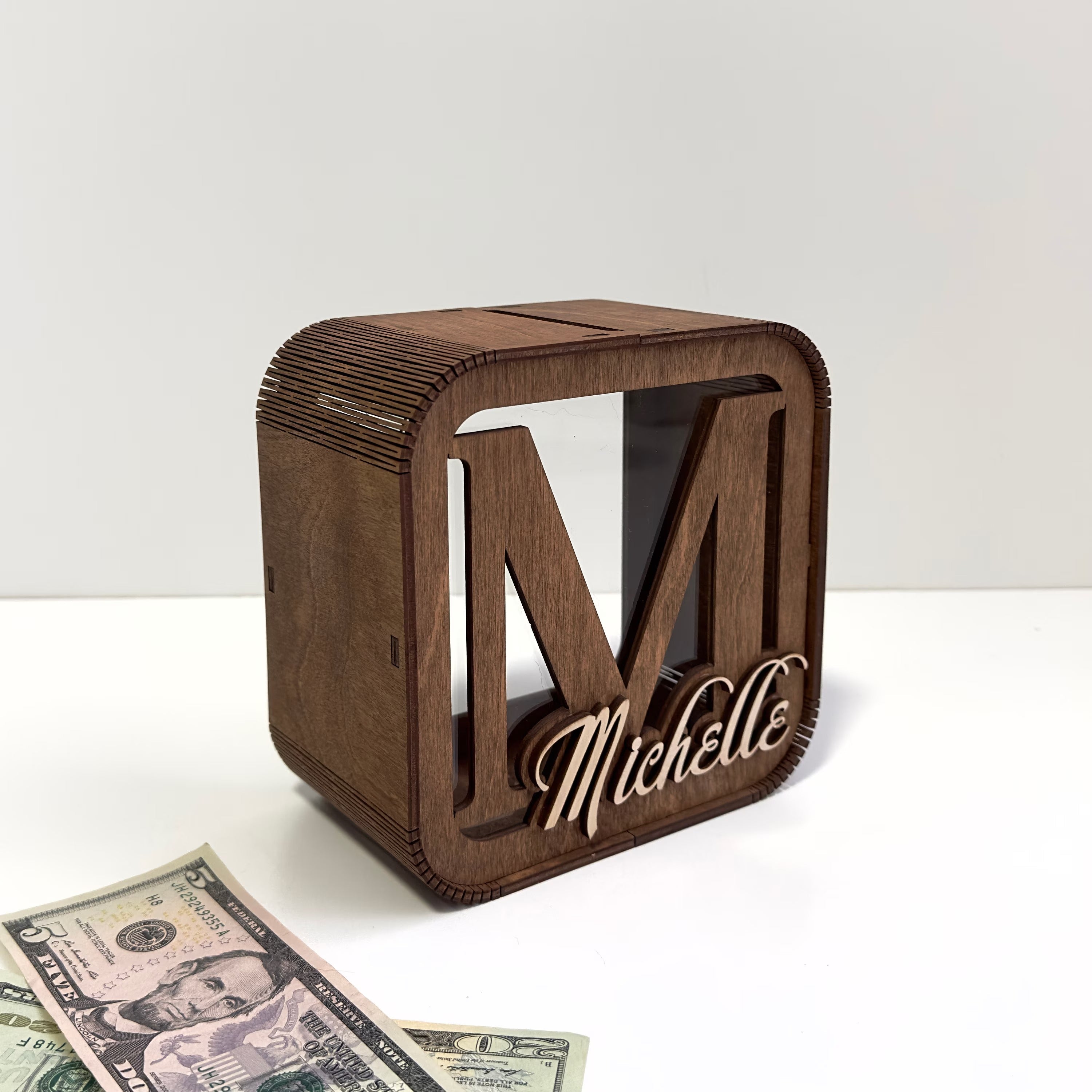 Piggy Bank for Kids, Cash Box for Child, Baby Birthday Gift, Wood Money Banks, Custom Money Box for Toddler, Gift for Kids, Name Piggy Bank