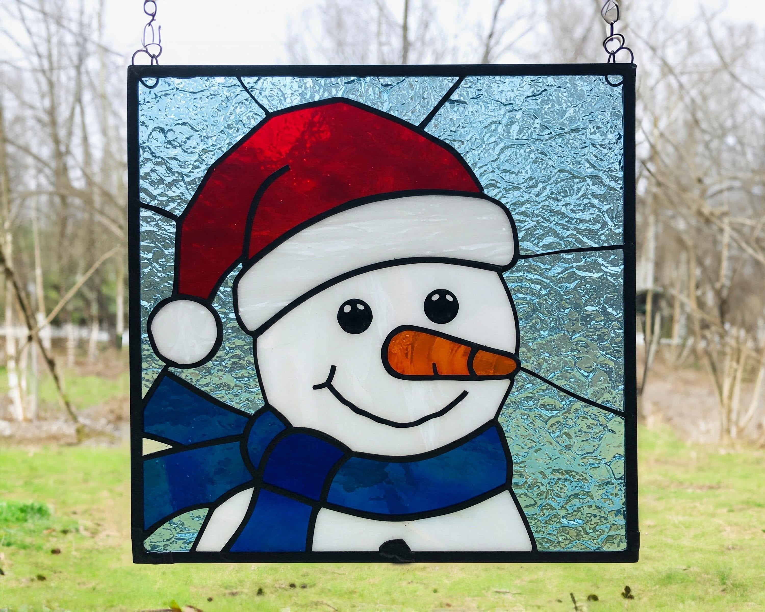 Snowman Stained Glass Pattern: Christmas Suncatcher DIY