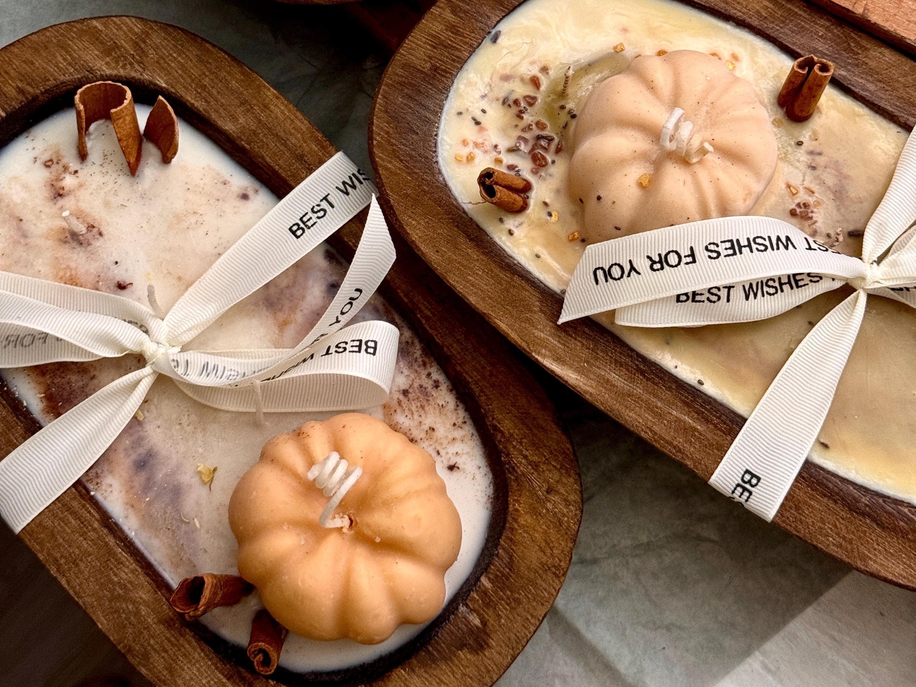 Wooden dough bowl Thanksgiving Candles