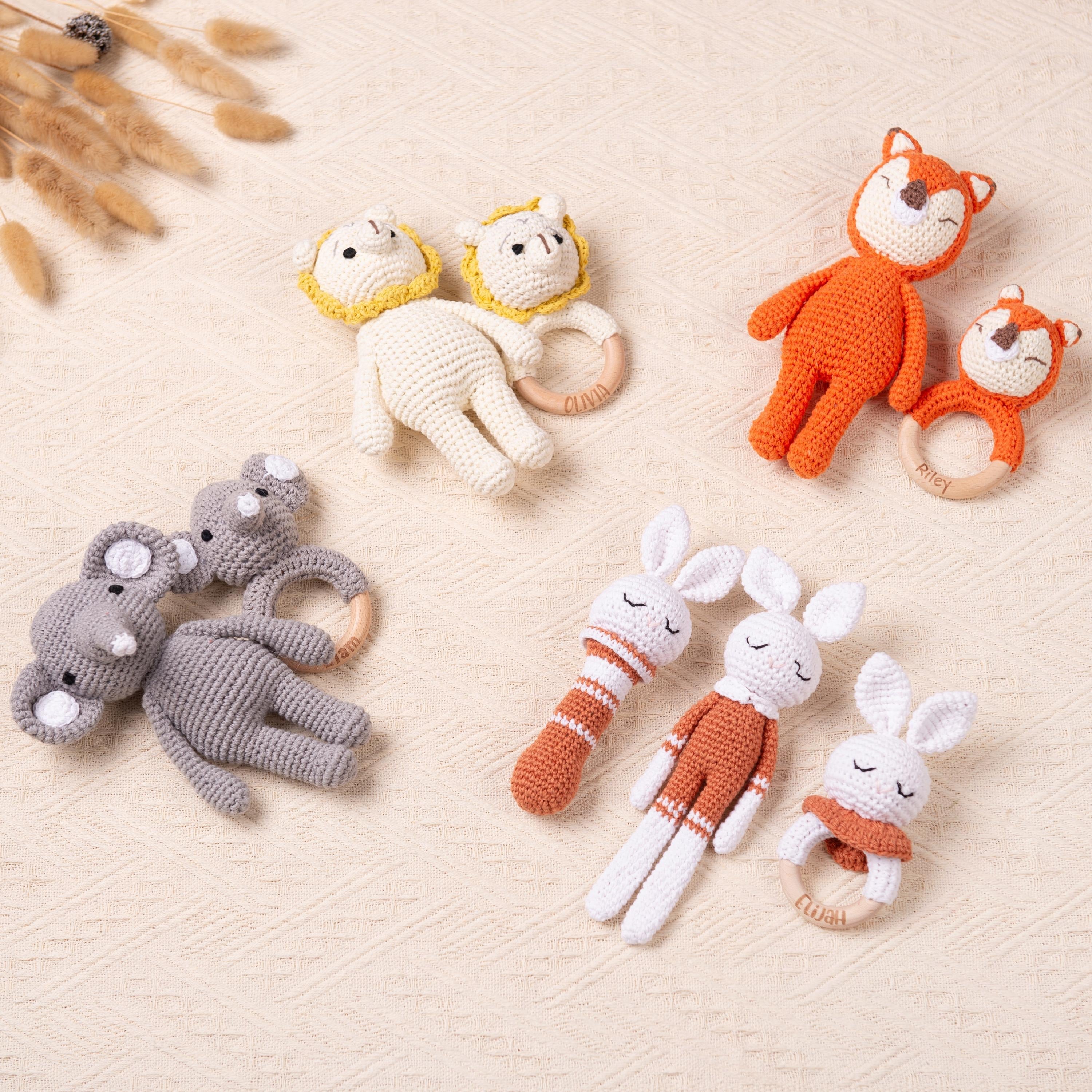 Personalized Gifts for New Baby, Custom Crochet Rattle and Doll Toys for Babies, Baby Shower Gifts, Newborn Gifts, Christmas Gifts for Baby