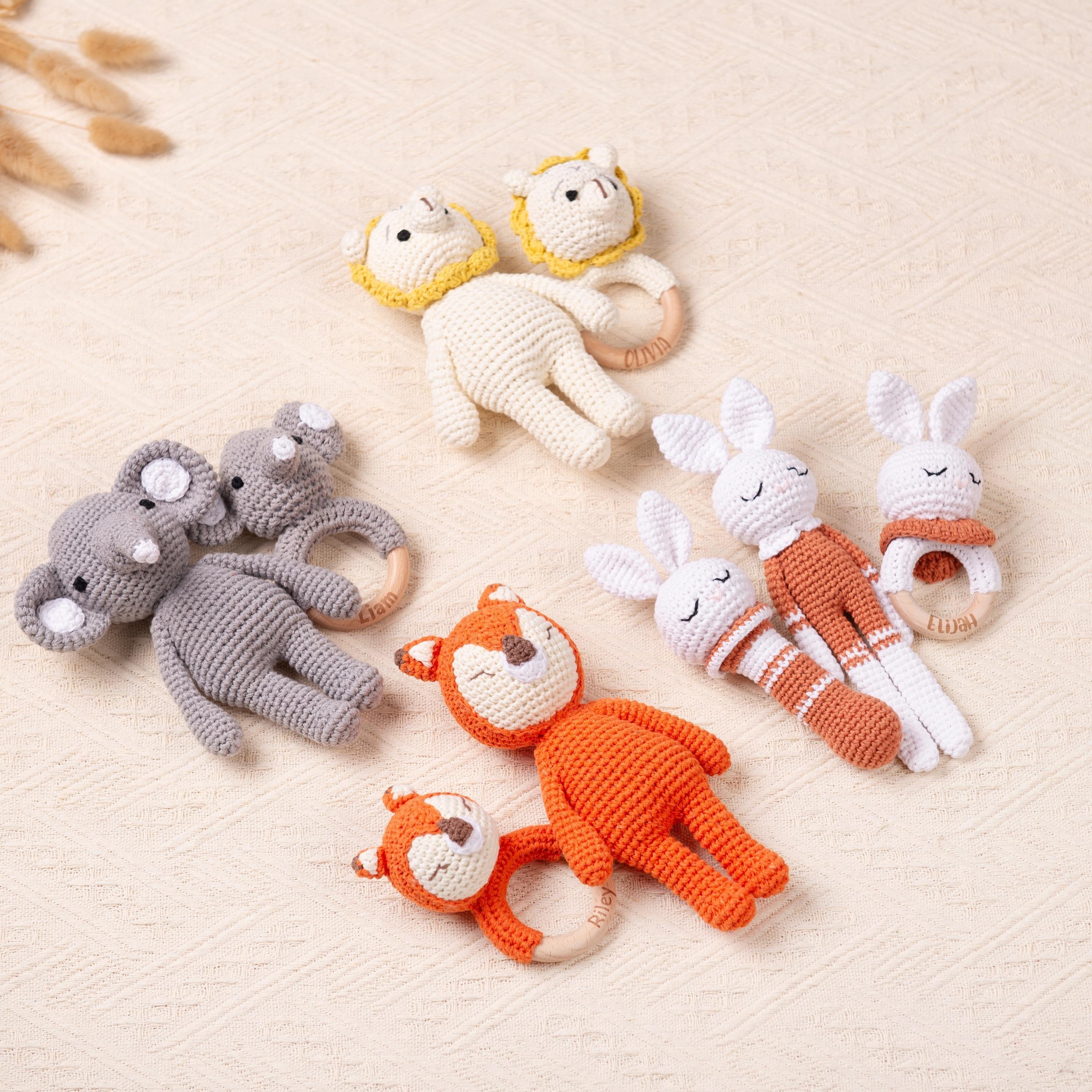 Personalized Gifts for New Baby, Custom Crochet Rattle and Doll Toys for Babies, Baby Shower Gifts, Newborn Gifts, Christmas Gifts for Baby