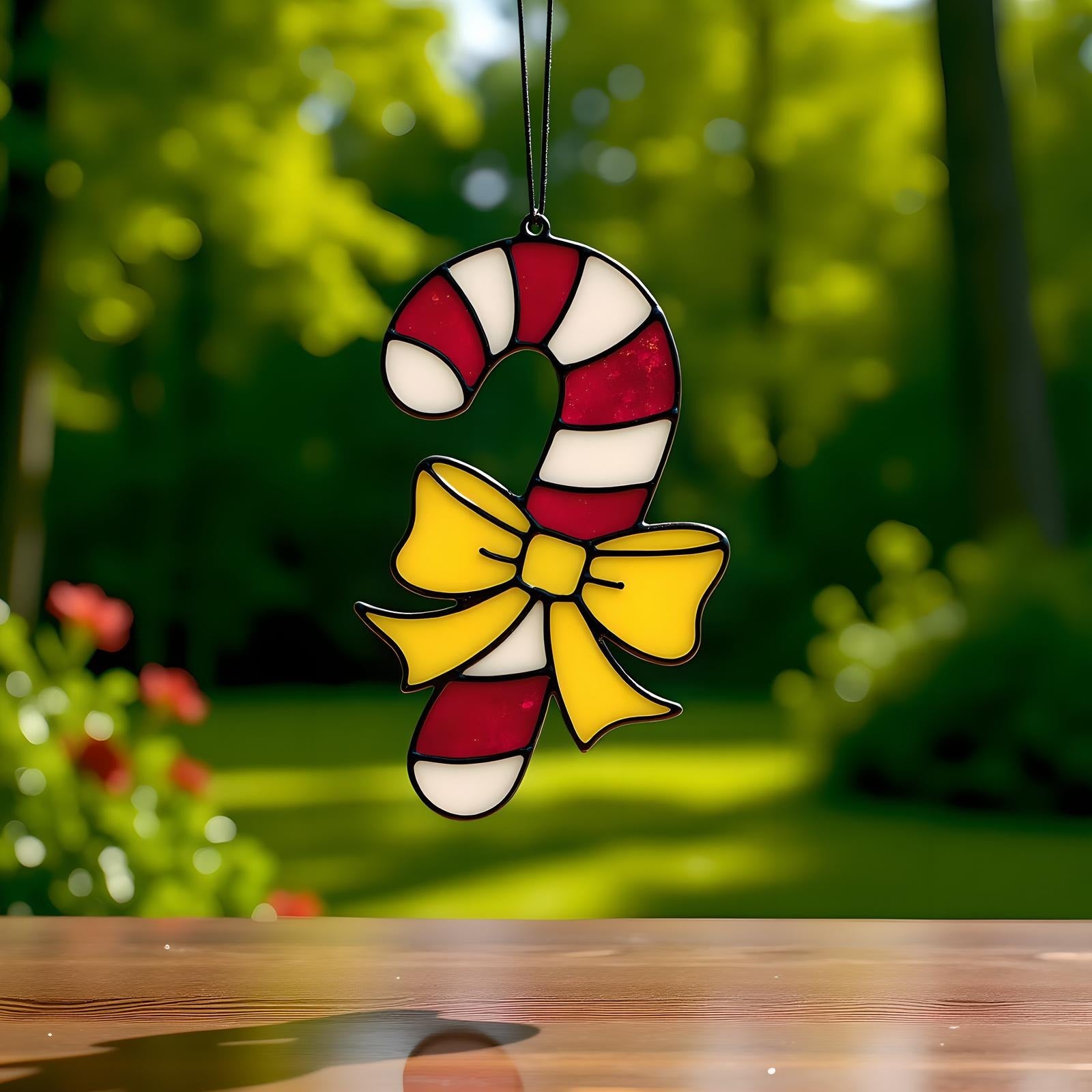 Candy Cane Stained Glass Pattern: Christmas Ornament, Art Decor