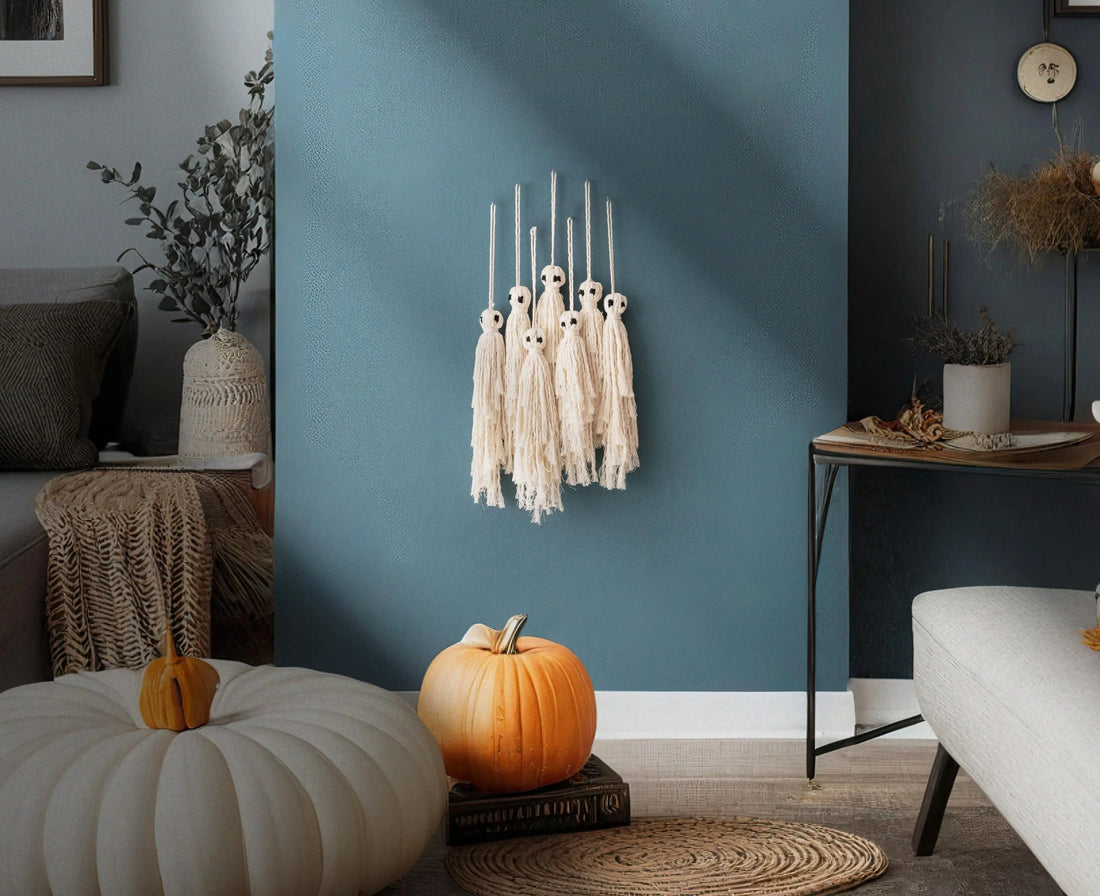 Macrame Ghost, Halloween Decor, Halloween Macrame, Goth Wall Hanging, Halloween Wall Decor, Macrame Gifts, Halloween Ghosts, Home Decor V82