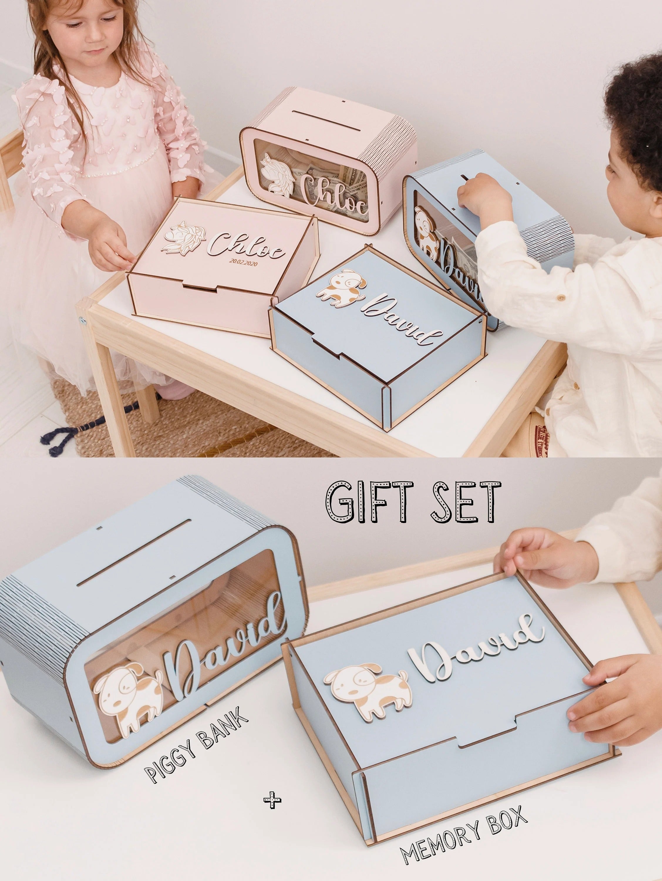 Personalized Piggy Bank, Wooden Kids Money Box with Name, Baby Nephew Gift. Birthday Gifts for Kids, Boy Nursery Decor, Toddler Gifts