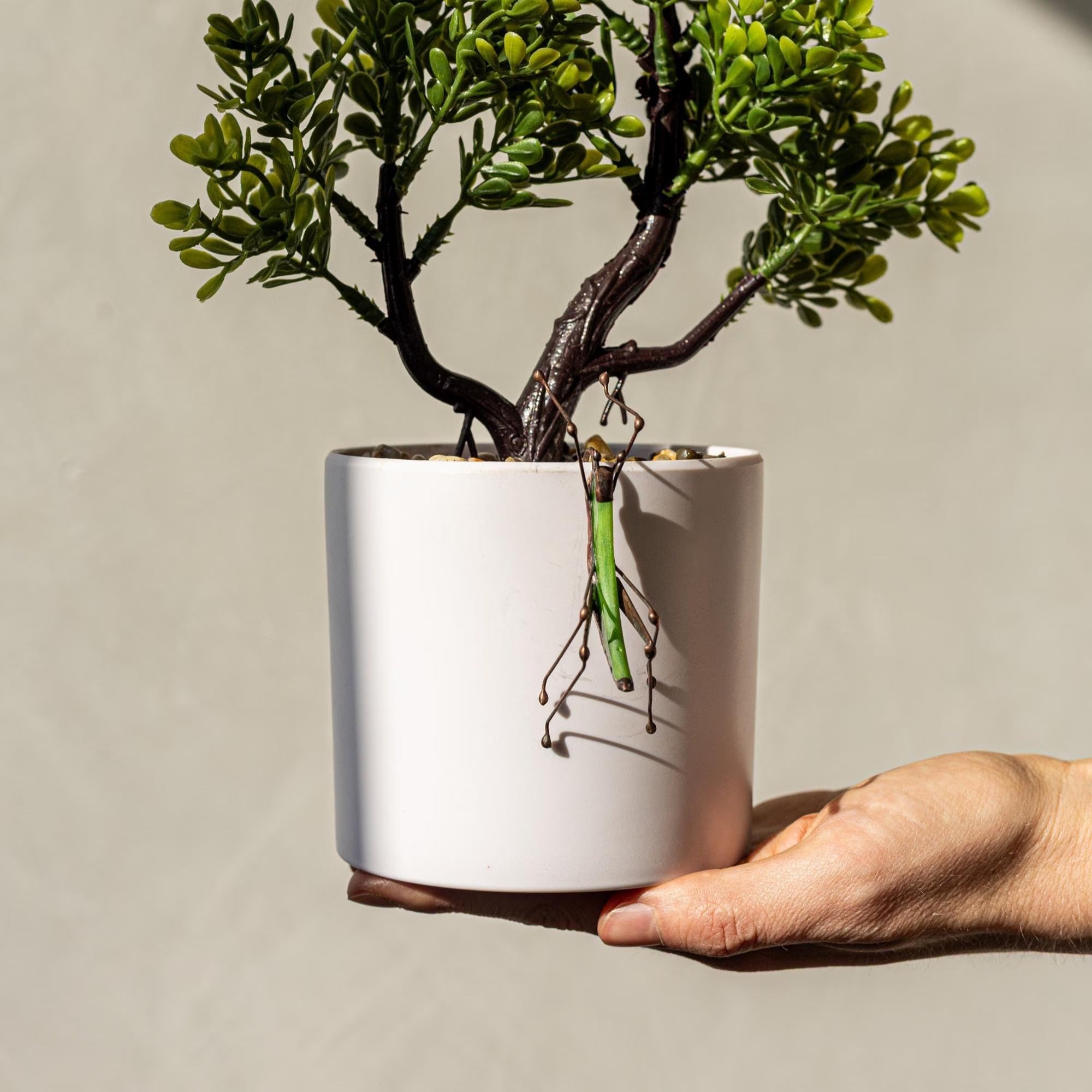 Grasshopper Stained Glass Planter, Unique Housewarming Anniversary Gift for Mom from Daughter, Garden Stake Home Decoration, Bug Planter