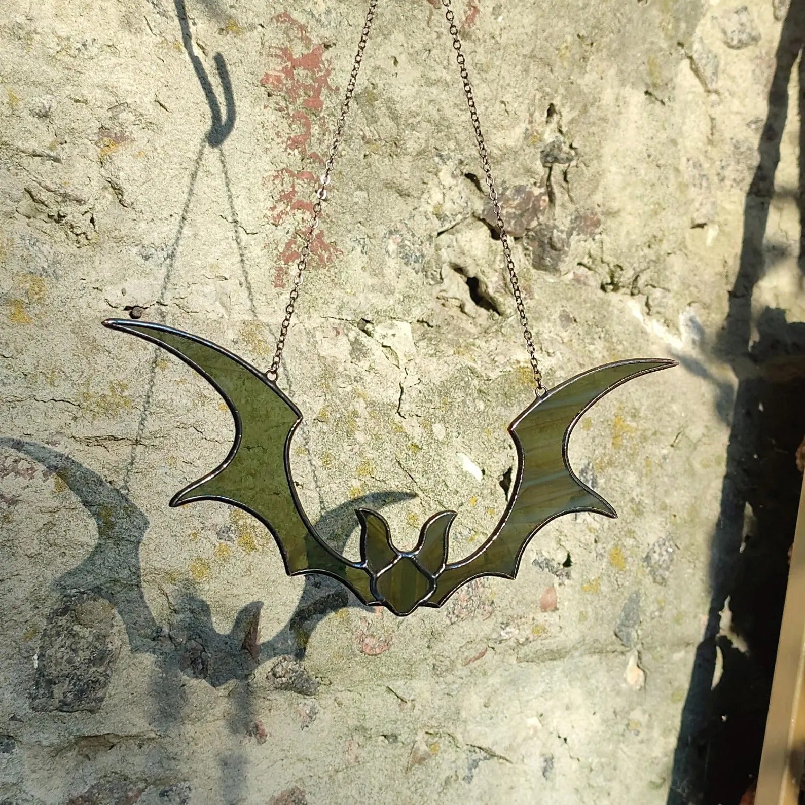 Stained Glass Bat Suncatcher for Halloween Decor. Perfect Gothic Window Ornament for Spooky Season and Unique Halloween Home Accents