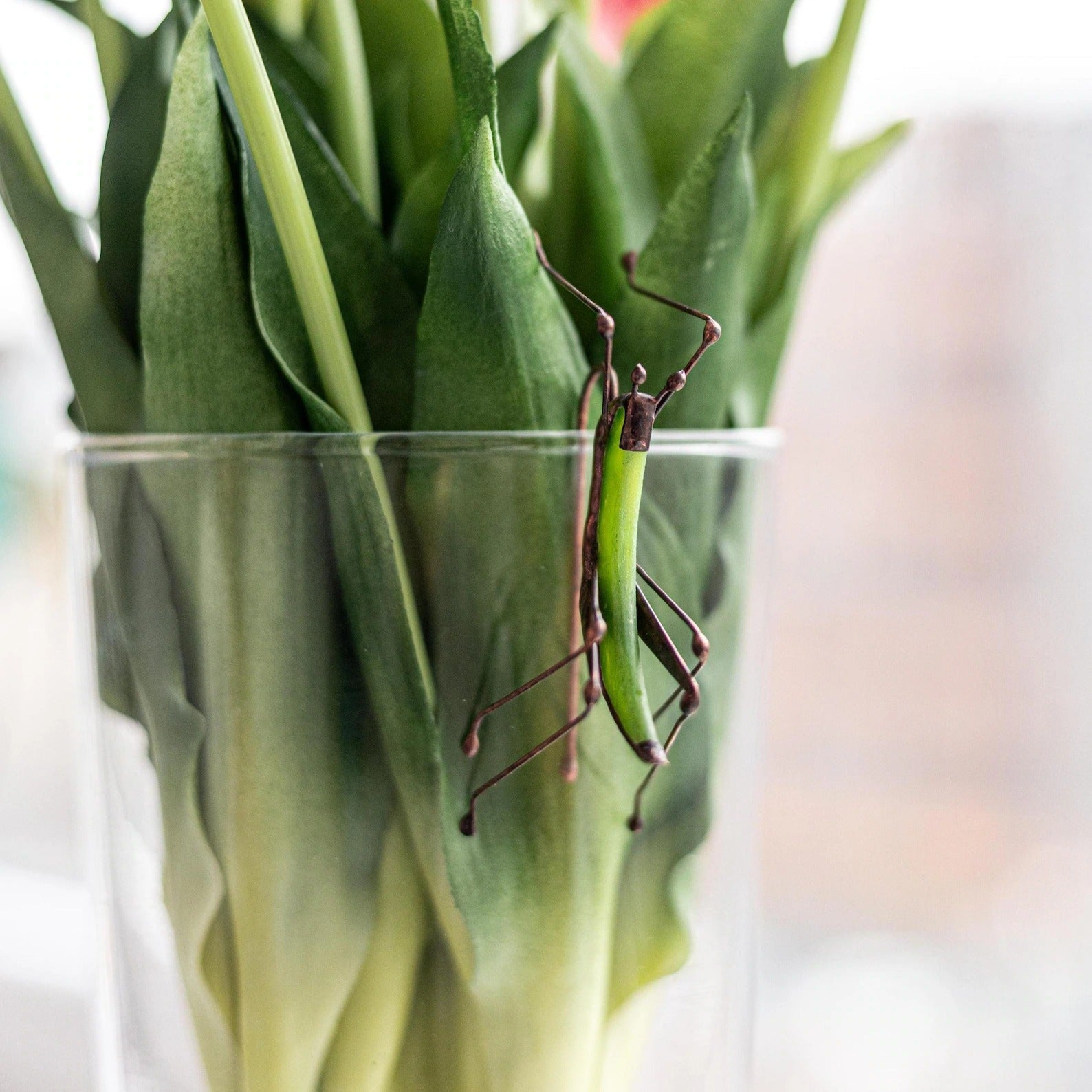 Grasshopper Stained Glass Planter, Unique Housewarming Anniversary Gift for Mom from Daughter, Garden Stake Home Decoration, Bug Planter