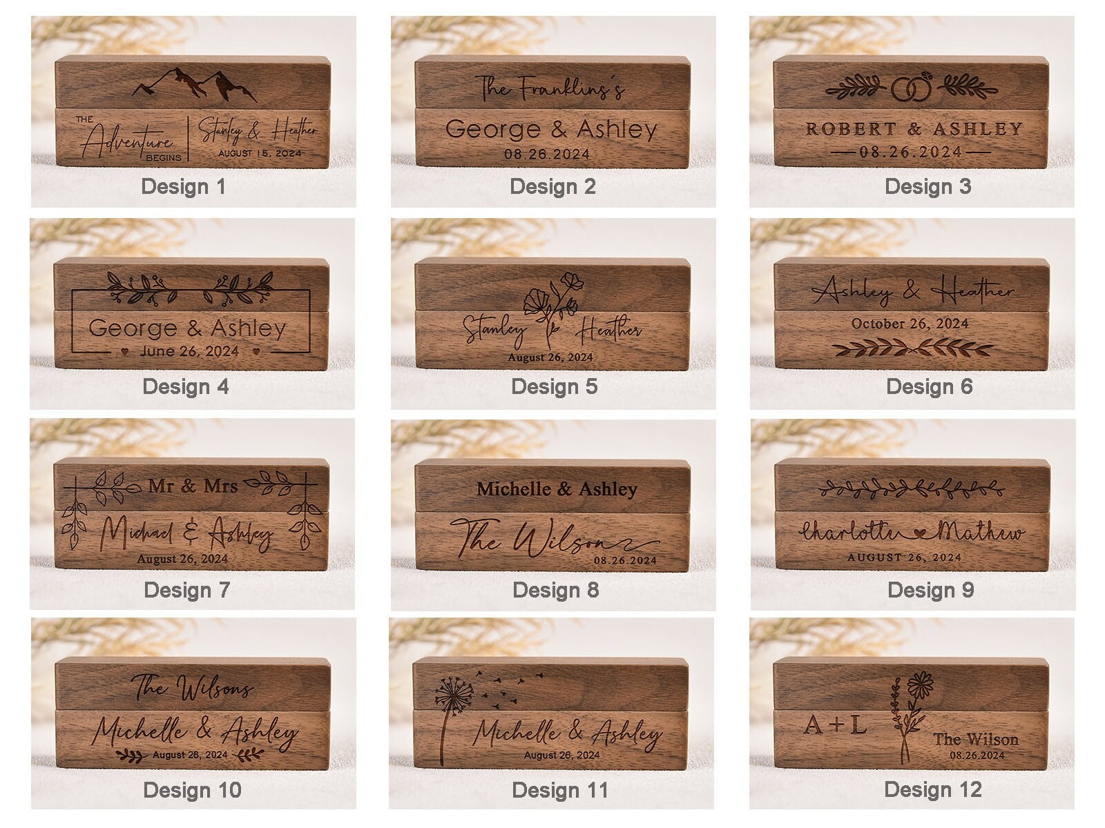 Custom Wooden Wedding Ceremony Ring Box,Personalized Engraved Engagement Ring Box,Slim Ring Bearer Box,Anniversary,Proposal Ring Box Holder