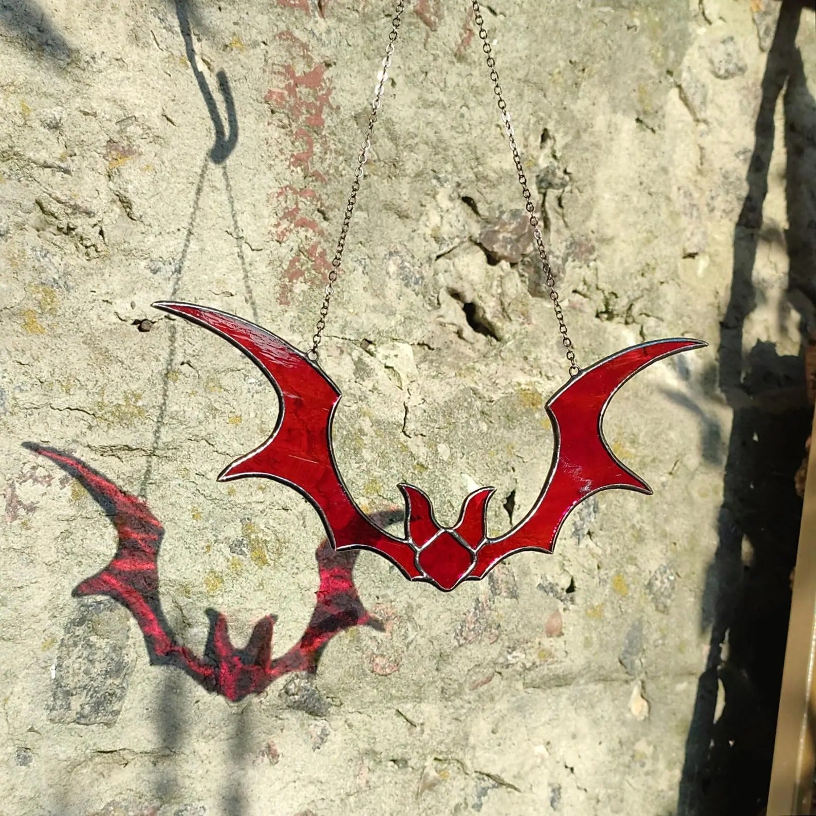 Stained Glass Bat Suncatcher for Halloween Decor. Perfect Gothic Window Ornament for Spooky Season and Unique Halloween Home Accents