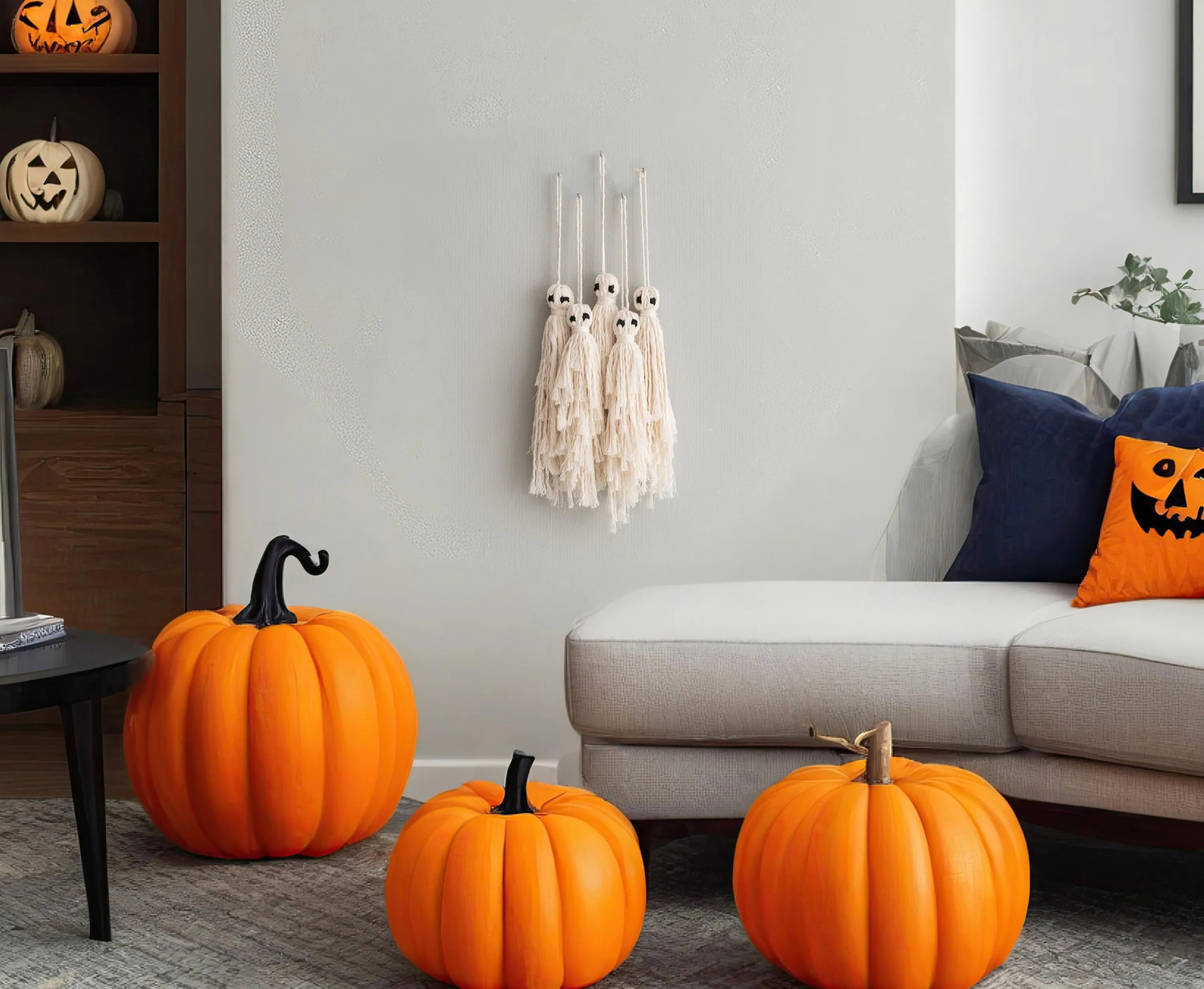 Macrame Ghost, Halloween Decor, Halloween Macrame, Goth Wall Hanging, Halloween Wall Decor, Macrame Gifts, Halloween Ghosts, Home Decor V82