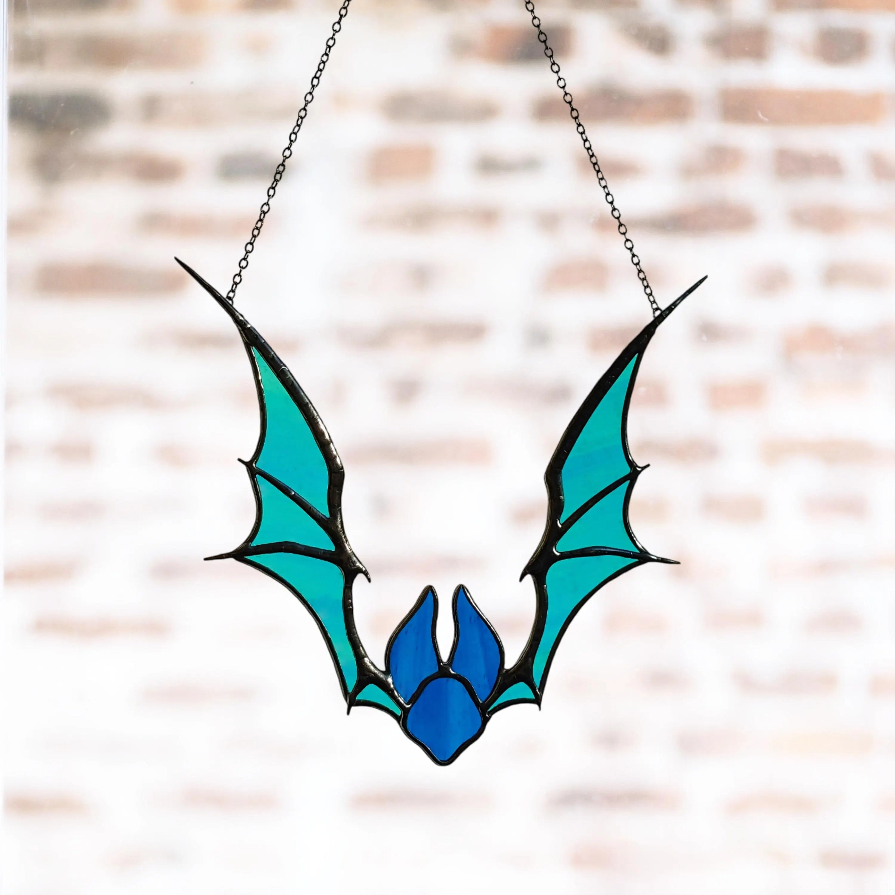 Stained Glass Bat Suncatcher. Gothic Halloween Decor with Wings. Unique Spooky Window Decoration. Perfect Halloween Bat Gift for Friends