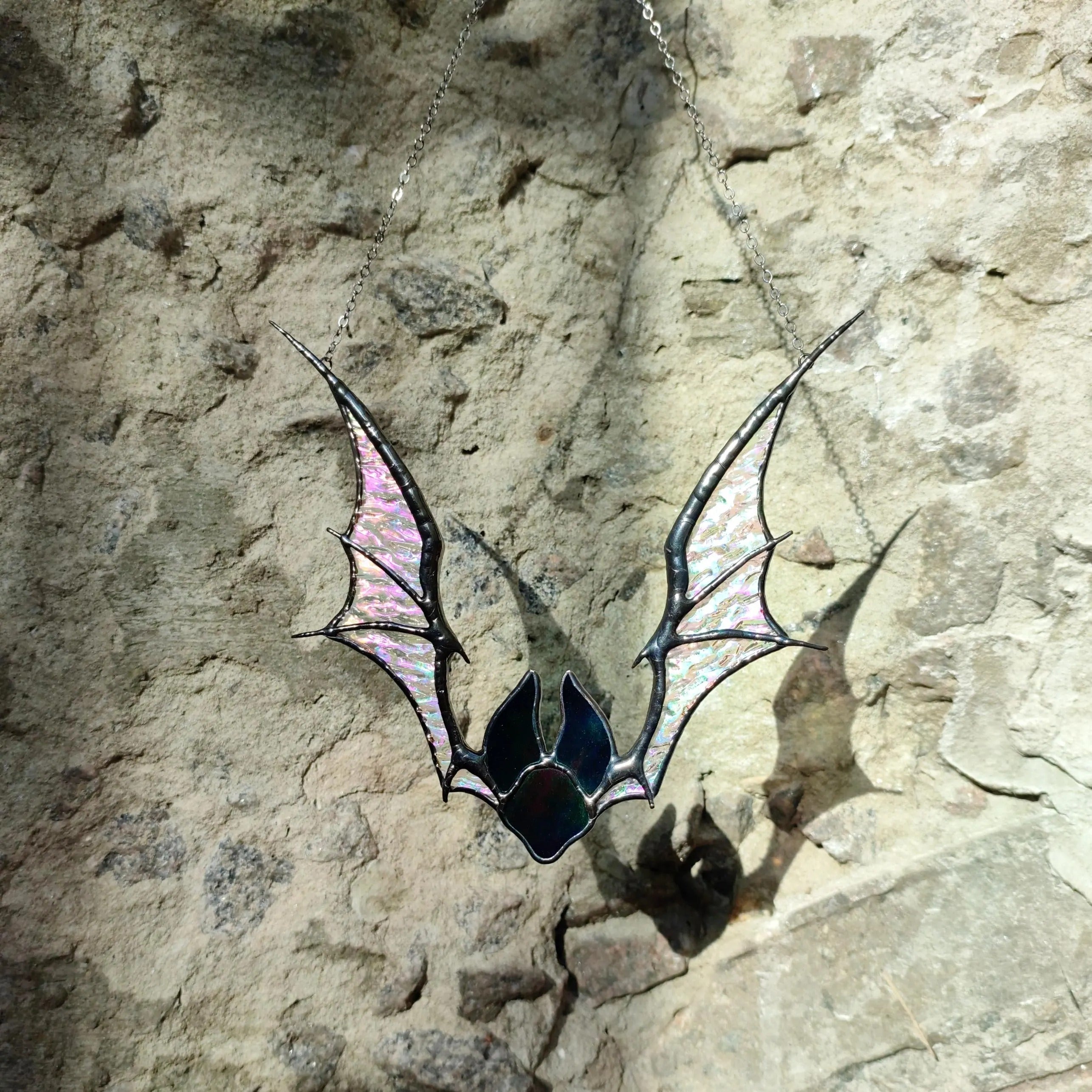 Stained Glass Bat Suncatcher. Gothic Halloween Decor with Wings. Unique Spooky Window Decoration. Perfect Halloween Bat Gift for Friends