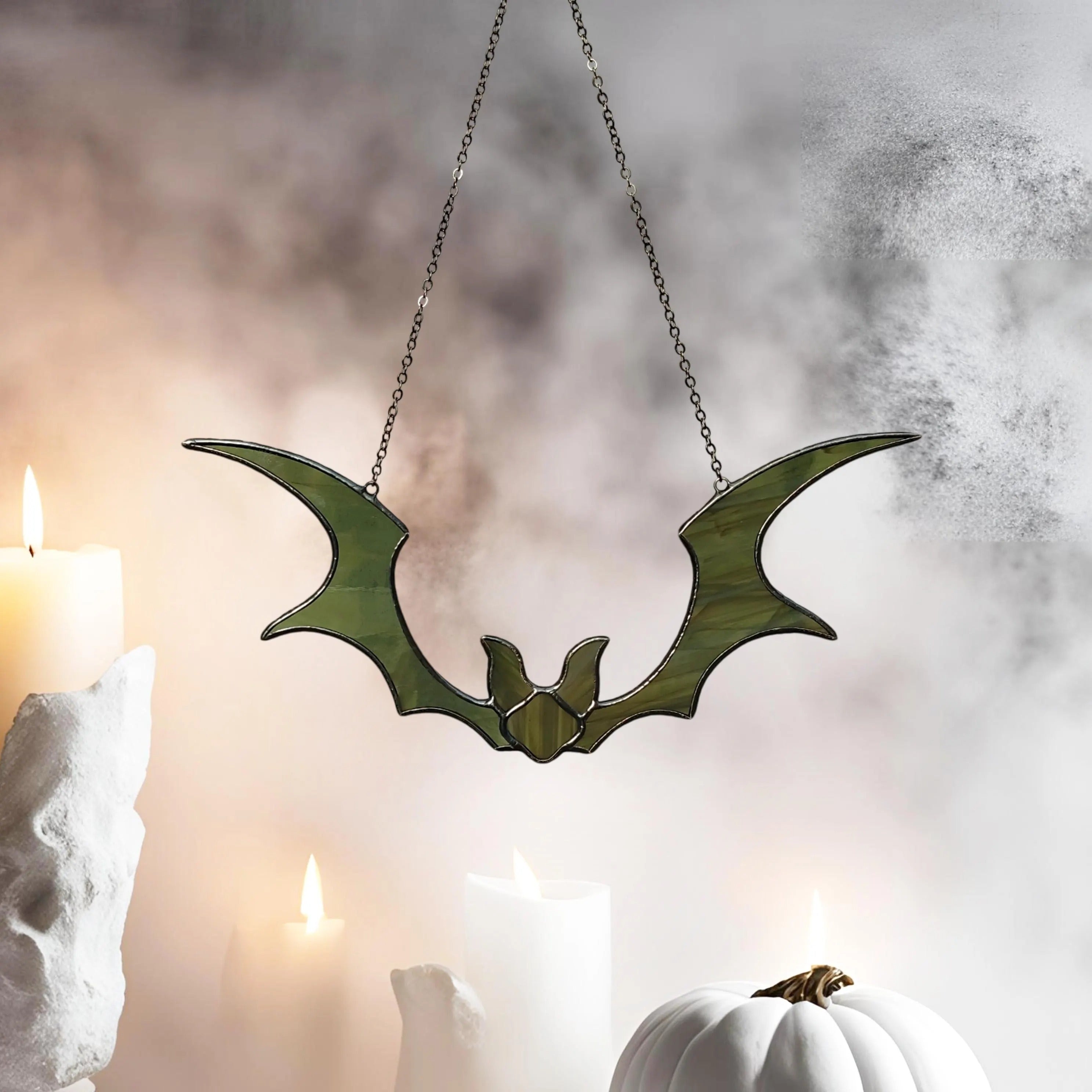 Stained Glass Bat Suncatcher for Halloween Decor. Perfect Gothic Window Ornament for Spooky Season and Unique Halloween Home Accents
