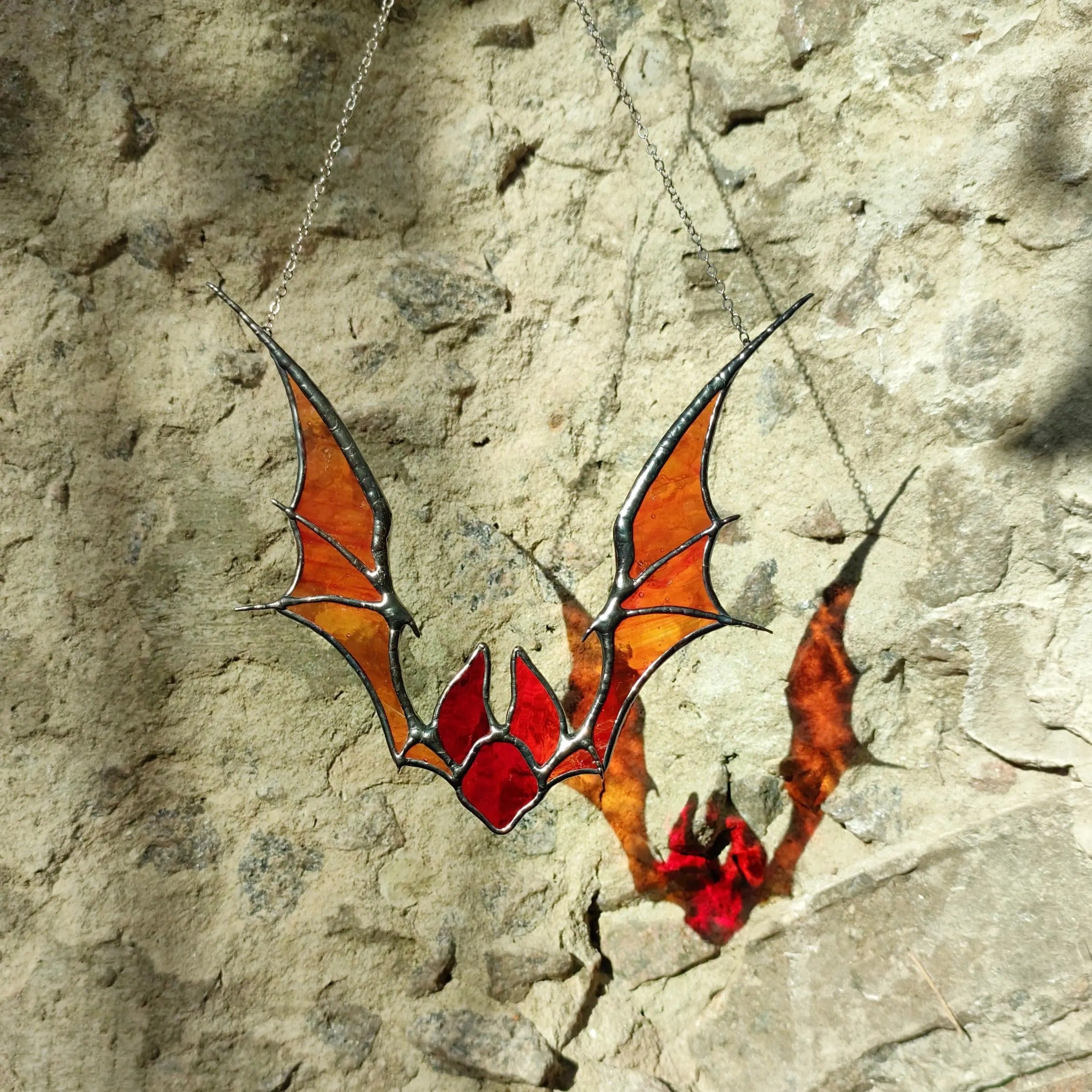 Stained Glass Bat Suncatcher. Gothic Halloween Decor with Wings. Unique Spooky Window Decoration. Perfect Halloween Bat Gift for Friends