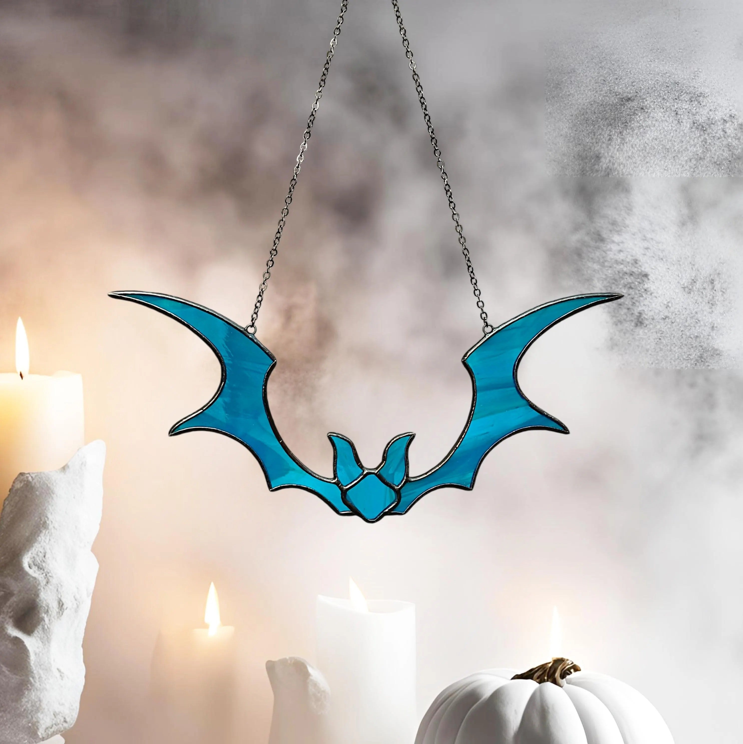 Stained Glass Bat Suncatcher for Halloween Decor. Perfect Gothic Window Ornament for Spooky Season and Unique Halloween Home Accents
