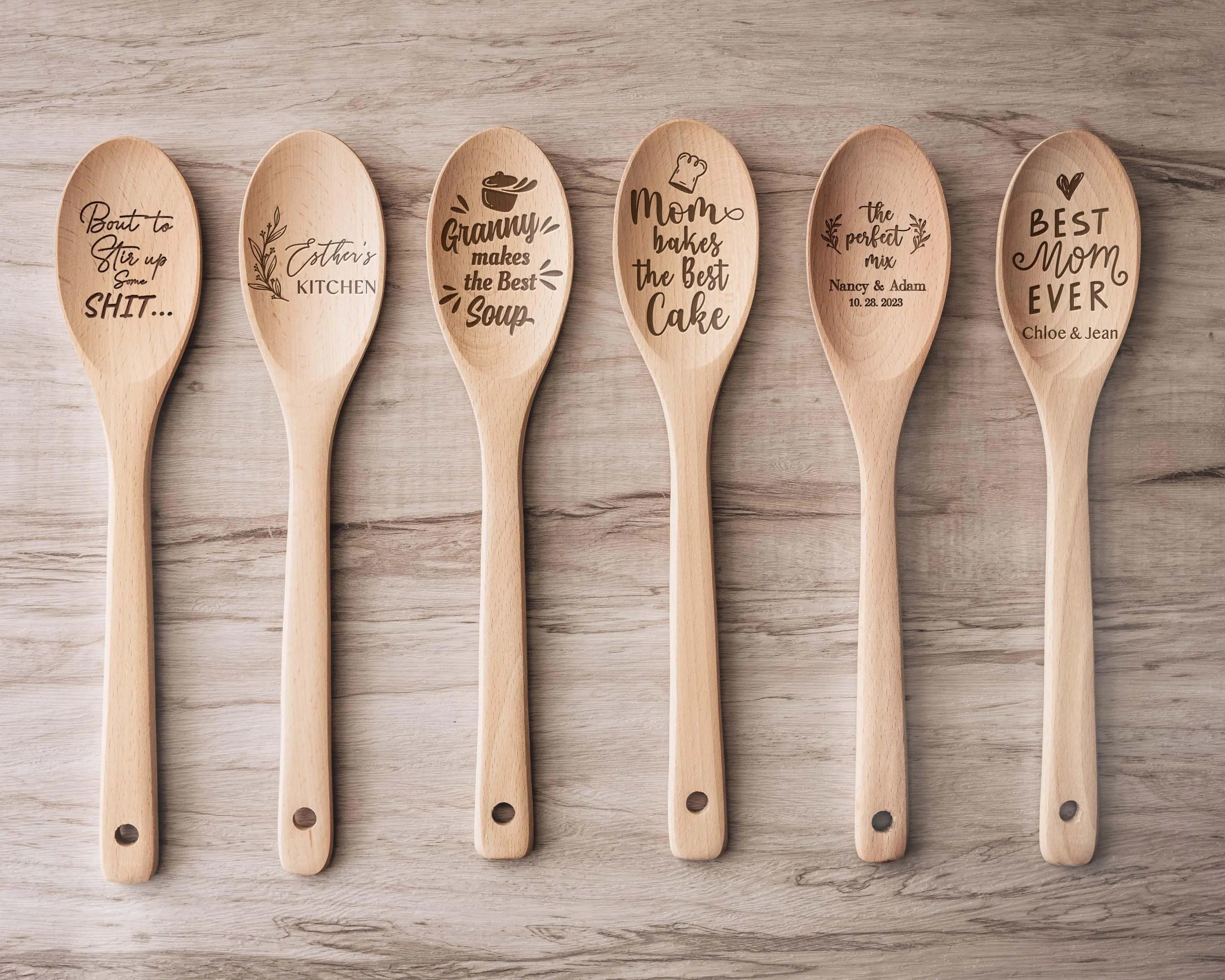 The Perfect Mix Spoon Gifts for Mom, Personalized Wedding Favors, Engraved Wooden Spoons, Bridal Shower Favors, Wedding Party Gifts