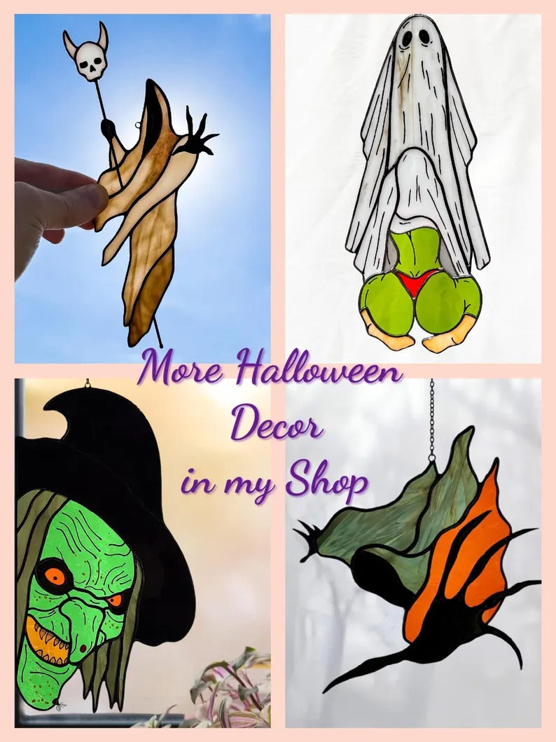 Halloween Decor Stained Glass Ghost Mushrooms. Cute Ghost Plant Stakes for Spooky Season. Halloween Gift. Unique Garden Art. Happy Halloween