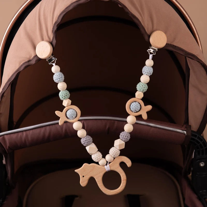 Personalized Baby Gifts, Baby Stroller Chain, Baby Stroller Pendant, Pram Garland with Wooden Toy, Baby Shower Gift, Newborn Gifts