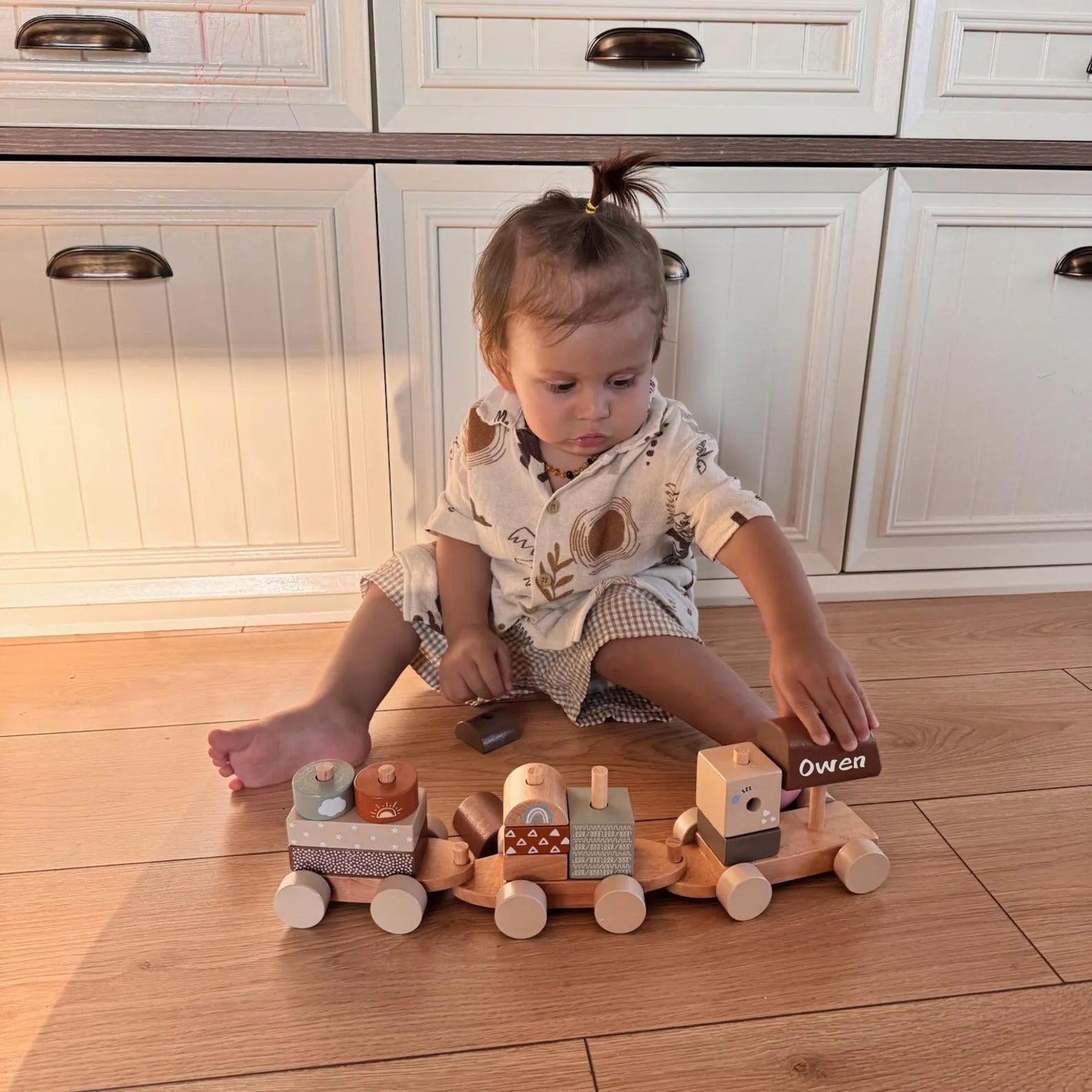 Personalized Wooden Train: Montessori Baby Keepsake, Nursery Decor