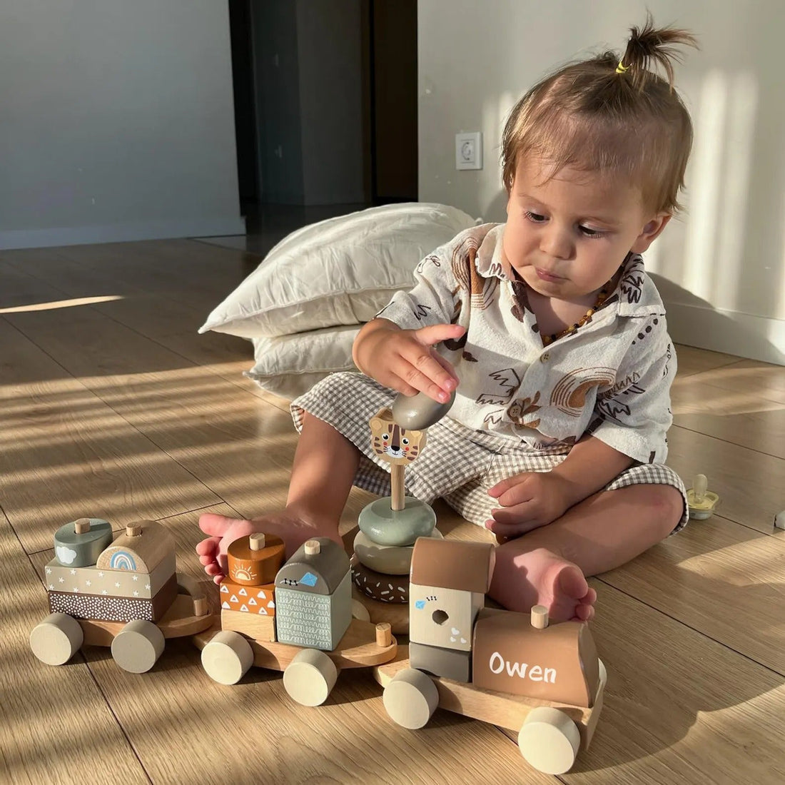 Personalized Wooden Train: Montessori Baby Keepsake, Nursery Decor