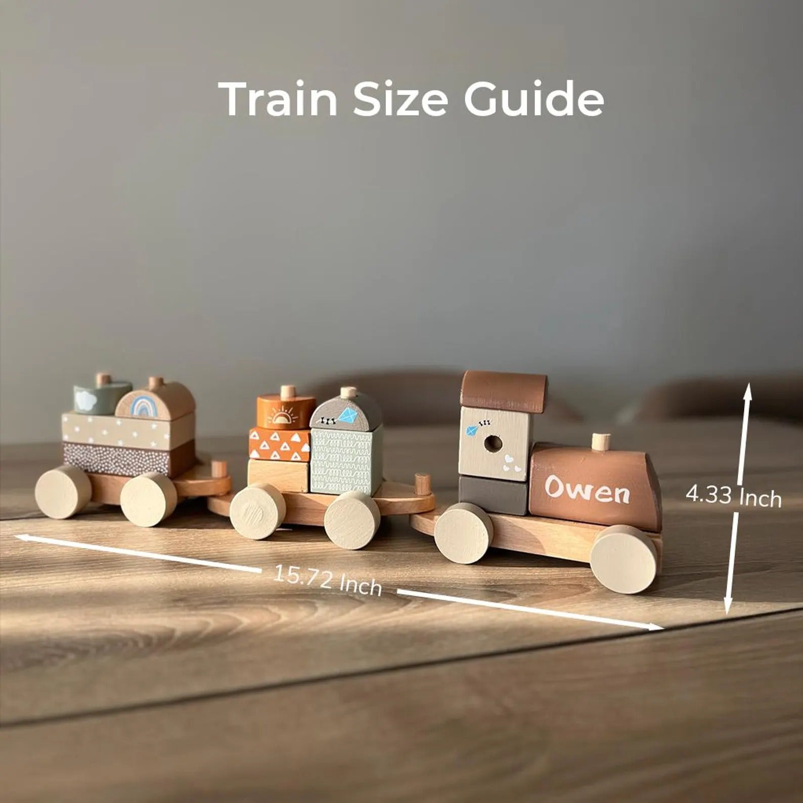 Personalized Wooden Train: Montessori Baby Keepsake, Nursery Decor