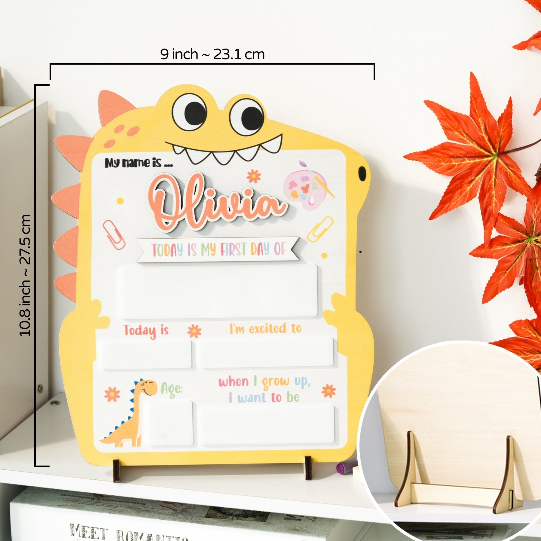 Back to School Sign Dino, Custom Kids School Board Sign