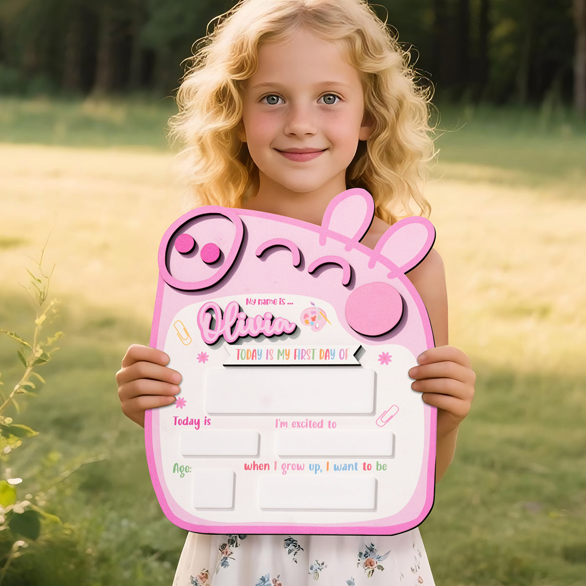 Back to School Sign Cute Pig, Custom Kids Daisy School Board Sign